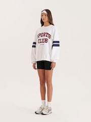 4th & Reckless White Oversized Sports Club Slogan Sweatshirt - Image 1 of 5