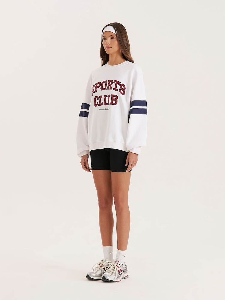 4th & Reckless White Oversized Sports Club Slogan Sweatshirt - Image 1 of 5
