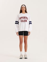 4th & Reckless White Oversized Sports Club Slogan Sweatshirt - Image 2 of 5