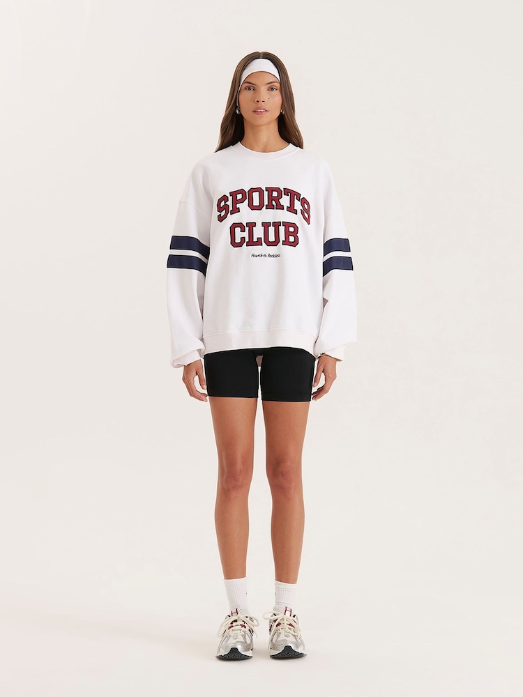 4th & Reckless White Oversized Sports Club Slogan Sweatshirt - Image 2 of 5
