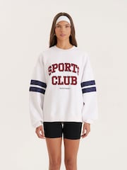 4th & Reckless White Oversized Sports Club Slogan Sweatshirt - Image 4 of 5