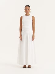4th & Reckless White Cotton Poplin Drop Waist Maxi Dress - Image 1 of 6