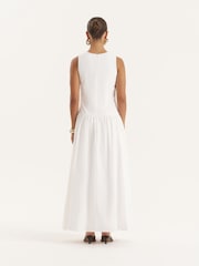 4th & Reckless White Cotton Poplin Drop Waist Maxi Dress - Image 2 of 6