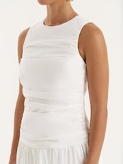4th & Reckless White Cotton Poplin Drop Waist Maxi Dress - Image 3 of 6