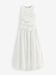 4th & Reckless White Cotton Poplin Drop Waist Maxi Dress - Image 6 of 6