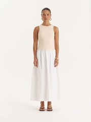 4th & Reckless Natural Beige Constrast Sleeveless Drop Waist Maxi Dress - Image 1 of 6