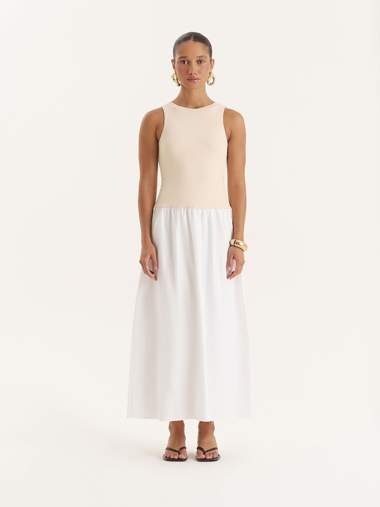 4th & Reckless Natural Beige Constrast Sleeveless Drop Waist Maxi Dress - Image 1 of 6