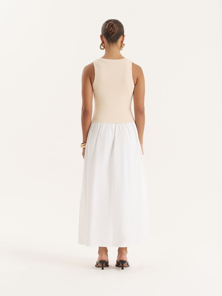 4th & Reckless Natural Beige Constrast Sleeveless Drop Waist Maxi Dress - Image 2 of 6