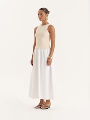 4th & Reckless Natural Beige Constrast Sleeveless Drop Waist Maxi Dress - Image 3 of 6