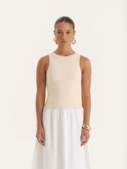 4th & Reckless Natural Beige Constrast Sleeveless Drop Waist Maxi Dress - Image 4 of 6