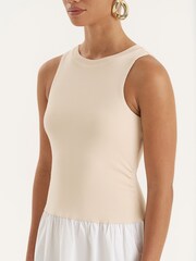 4th & Reckless Natural Beige Constrast Sleeveless Drop Waist Maxi Dress - Image 5 of 6