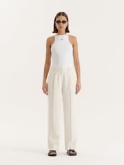 4th & Reckless Cream Wide Leg Tailored Trousers - Image 1 of 7
