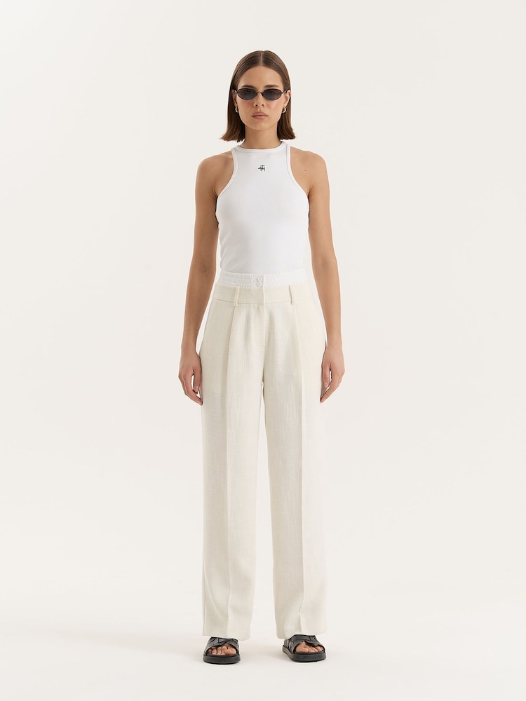 4th & Reckless Cream Wide Leg Tailored Trousers - Image 1 of 7