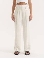 4th & Reckless Cream Wide Leg Tailored Trousers - Image 3 of 7