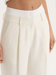 4th & Reckless Cream Wide Leg Tailored Trousers - Image 4 of 7