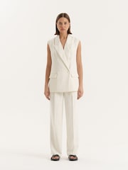4th & Reckless Cream Wide Leg Tailored Trousers - Image 5 of 7