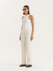4th & Reckless Cream Wide Leg Tailored Trousers - Image 6 of 7