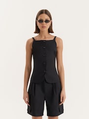 4th & Reckless Black Square Neckline Tailored Waistcoat - Image 1 of 4
