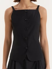 4th & Reckless Black Square Neckline Tailored Waistcoat - Image 4 of 4