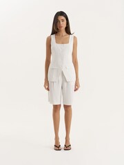 4th & Reckless White Pinstripe Square Neck Waistcoat - Image 3 of 5