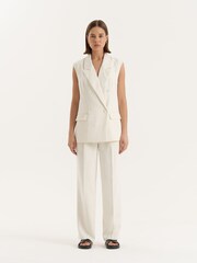 4th & Reckless Cream Double Breasted Longline Waistcoat - Image 1 of 7