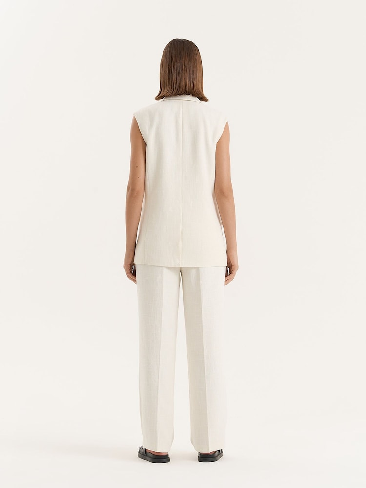 4th & Reckless Cream Double Breasted Longline Waistcoat - Image 2 of 7
