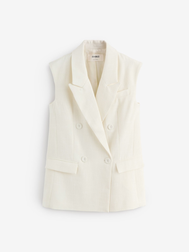 4th & Reckless Cream Double Breasted Longline Waistcoat - Image 7 of 7 4th & Reckless Cream Double Breasted Longline Waistcoat - Image 7 of 7