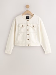 棕褐色 - 无领牛仔夹克 - 4的图像1｝