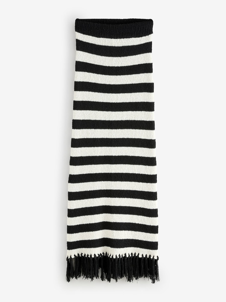 4th & Reckless Cream Striped Knitted Tassel Trim Maxi Skirt - Image 7 of 7