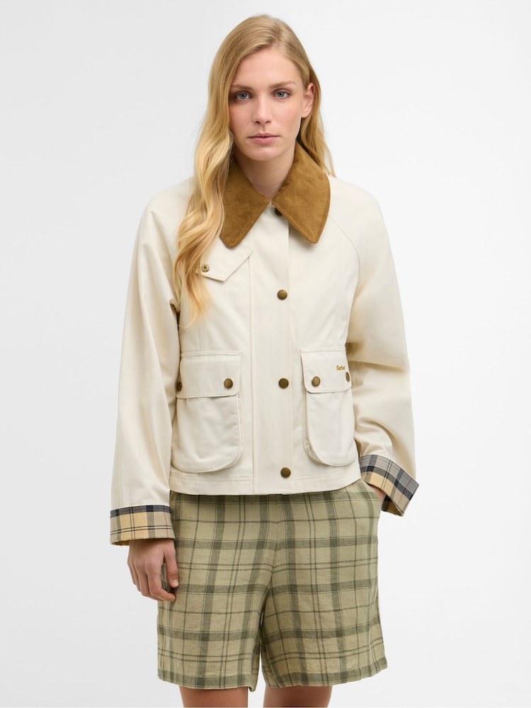 Barbour® Cream Cropped Beadnell Casual Jacket - Image 1 of 8