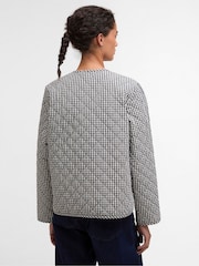 Barbour® Blue Cashel Check Collarless Quilted Jacket - Image 3 of 7