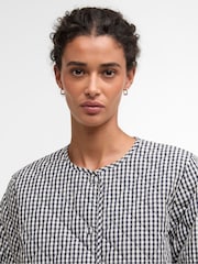 Barbour® Blue Cashel Check Collarless Quilted Jacket - Image 4 of 7