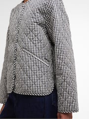 Barbour® Blue Cashel Check Collarless Quilted Jacket - Image 5 of 7
