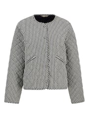 Barbour® Blue Cashel Check Collarless Quilted Jacket - Image 6 of 7