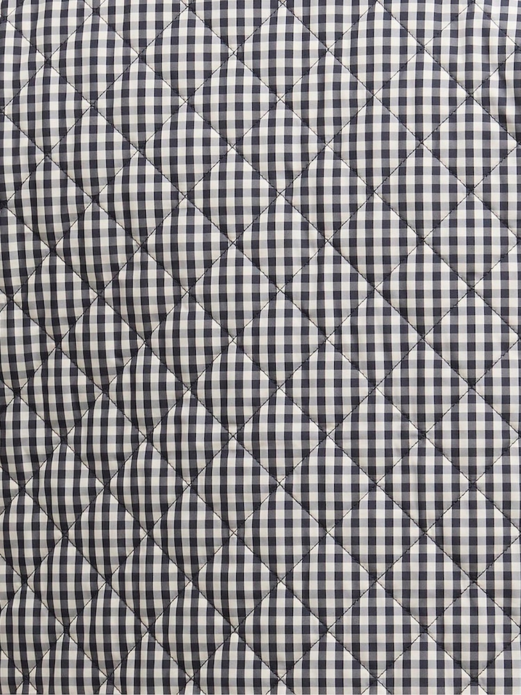 Barbour® Blue Cashel Check Collarless Quilted Jacket - Image 7 of 7