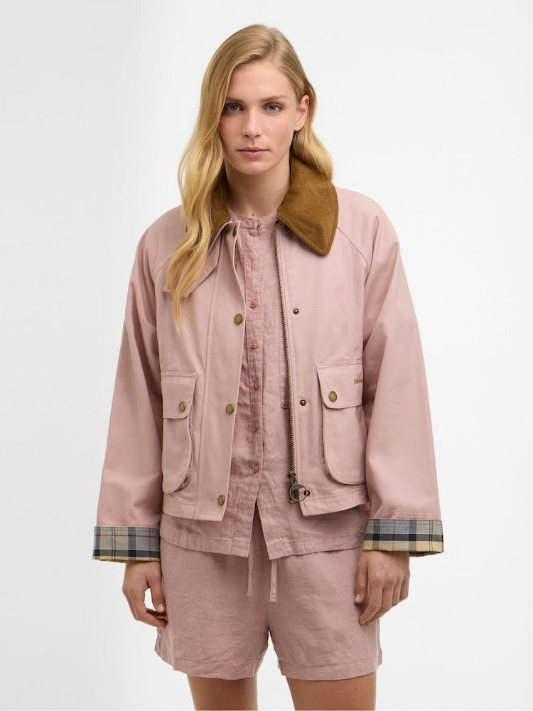 Barbour® Gardenia Pink Cropped Beadnell Casual Jacket - Image 1 of 9