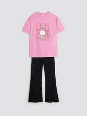 River Island Pink Girls Purfume T-Shirt and Kickflare Set - Image 3 of 5