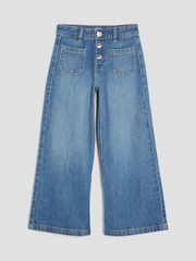 River Island Blue Girls Pocket Front Wide Leg Jeans - Image 1 of 4