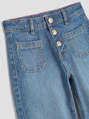 River Island Blue Girls Pocket Front Wide Leg Jeans - Image 3 of 4