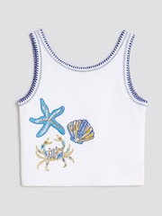River Island White Girls Sequin Starfish Print Tank Top - Image 1 of 4