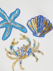 River Island White Girls Sequin Starfish Print Tank Top - Image 4 of 4
