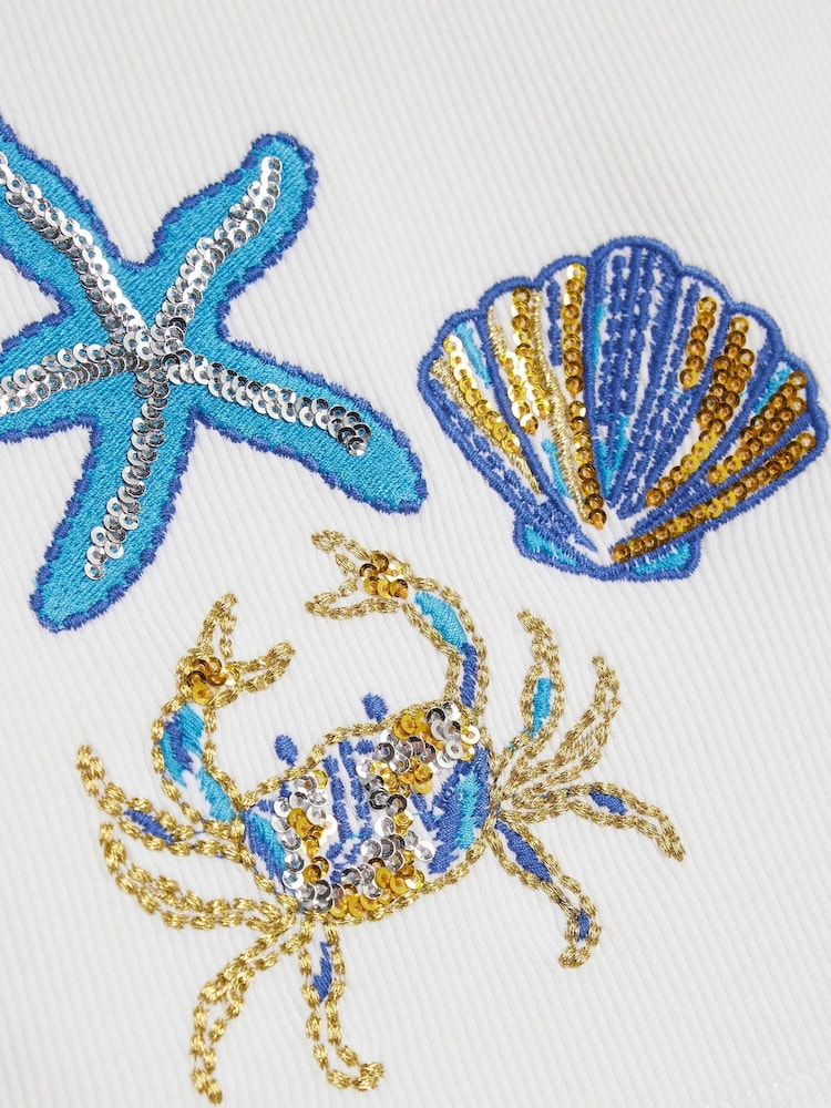 River Island White Girls Sequin Starfish Print Tank Top - Image 4 of 4