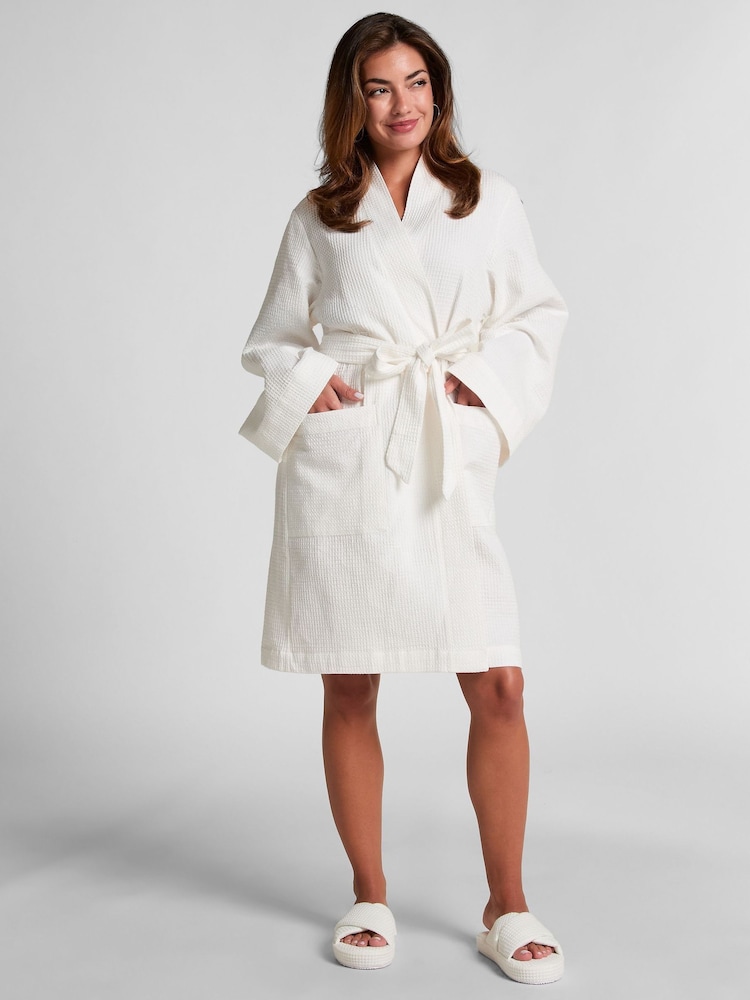 Hunkemöller Waffle White Bathrobe - Image 1 of 5 Hunkemöller Waffle White Bathrobe - Image 1 of 5