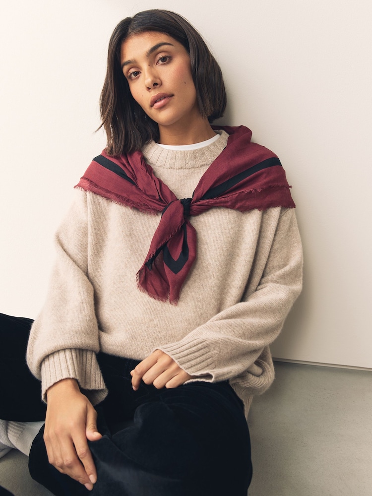 Berry Red N Swirl Square Lightweight Scarf - Image 1 of 4