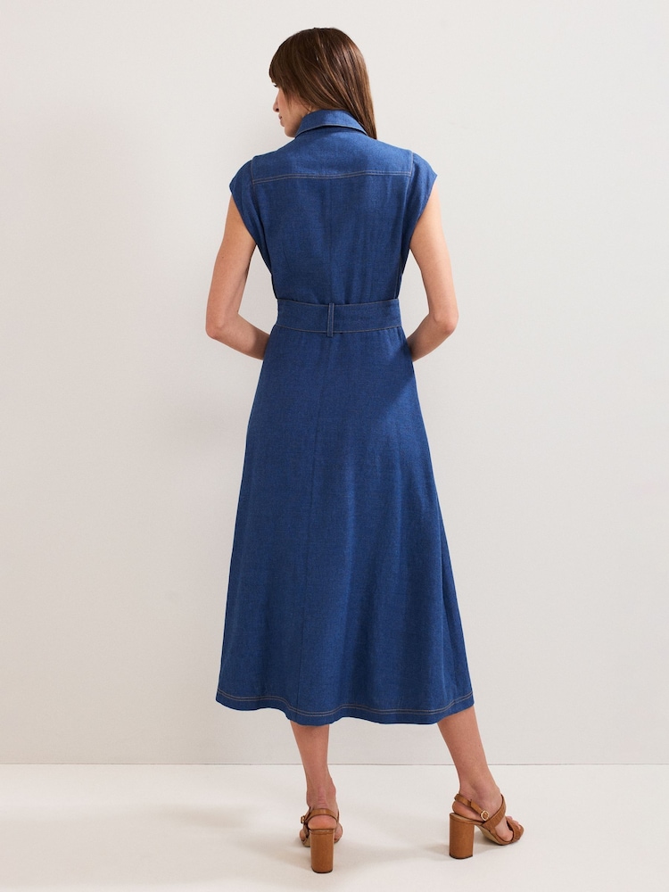 Phase Eight Blue Luiza Denim Dress - Image 2 of 7