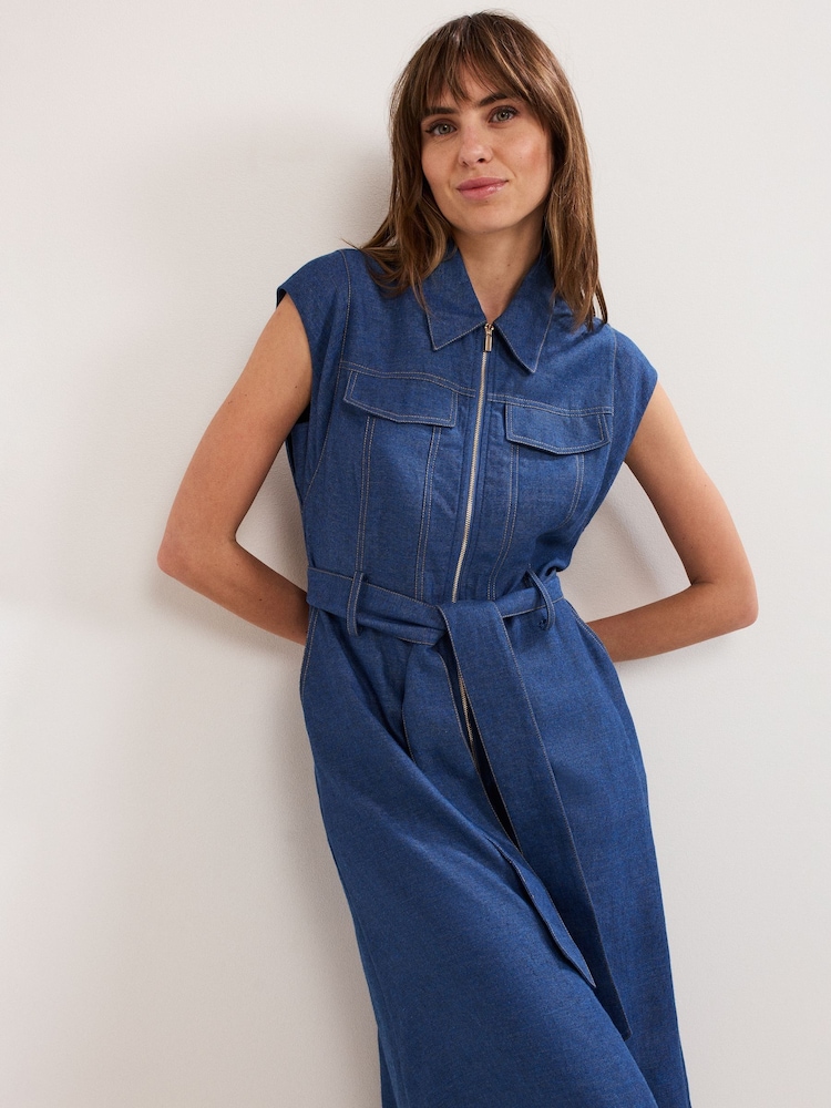 Buy Phase Eight Blue Luiza Denim Dress from Next Oman