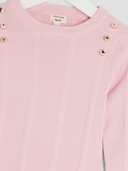 River Island Pink Girls Button Detail Flare Trousers Set - Image 4 of 5