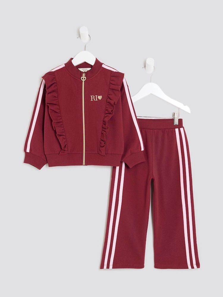 River Island Red Girls Frill Tracksuits Set - Image 1 of 5 River Island Red Girls Frill Tracksuits Set - Image 1 of 5