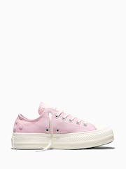 Converse Pink Chuck Taylor Lift Platform Beaded Low Trainers - Image 2 of 7