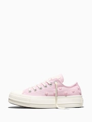 Converse Pink Chuck Taylor Lift Platform Beaded Low Trainers - Image 3 of 7